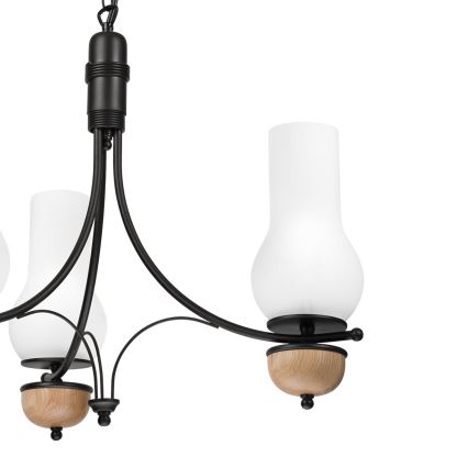 Brilagi - LED πολυέλαιος COTTAGE με αλυσίδα 3x E14/40W/230V δρυς/μαύρο/λευκό
