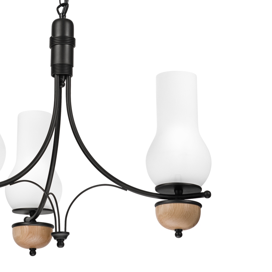 Brilagi - LED πολυέλαιος COTTAGE με αλυσίδα 3x E14/40W/230V δρυς/μαύρο/λευκό