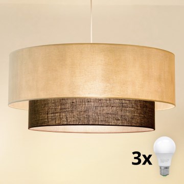 Brilagi - LED πολυέλαιος σε καλώδιο BOHO STYLE 3xE27/15W/230V διάμ. 60 εκ. κρεμ/καφέ