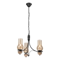 Brilagi - LED πολυέλαιος με αλυσίδα COTTAGE 3xE14/40W/230V δρυς/μαύρο/καπνιστό μπεζ