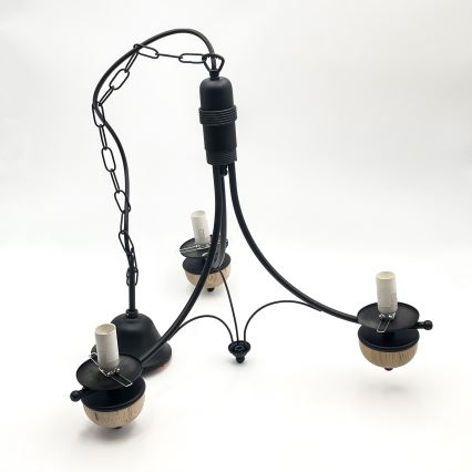 Brilagi - LED πολυέλαιος με αλυσίδα COTTAGE 3xE14/40W/230V δρυς/μαύρο/καπνιστό μπεζ