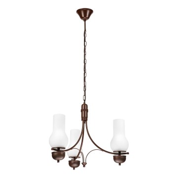 Brilagi - LED πολυέλαιος με αλυσίδα COTTAGE 3xE14/40W/230V οξιά/καφέ/λευκό