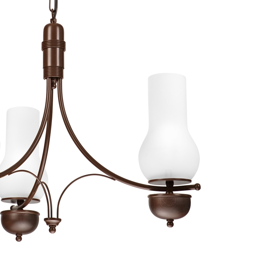 Brilagi - LED πολυέλαιος με αλυσίδα COTTAGE 3xE14/40W/230V οξιά/καφέ/λευκό
