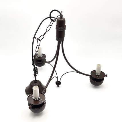 Brilagi - LED πολυέλαιος με αλυσίδα COTTAGE 3xE14/40W/230V οξιά/καφέ/λευκό