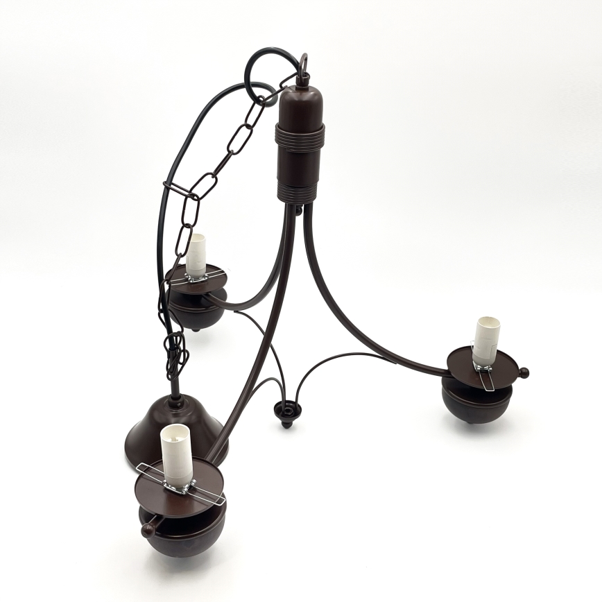 Brilagi - LED πολυέλαιος με αλυσίδα COTTAGE 3xE14/40W/230V οξιά/καφέ/λευκό
