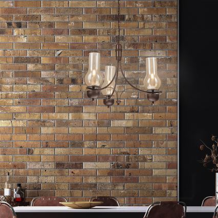 Brilagi - LED πολυέλαιος με αλυσίδα COTTAGE 3xE14/40W/230V οξιά/καφέ/καπνιστό μπεζ