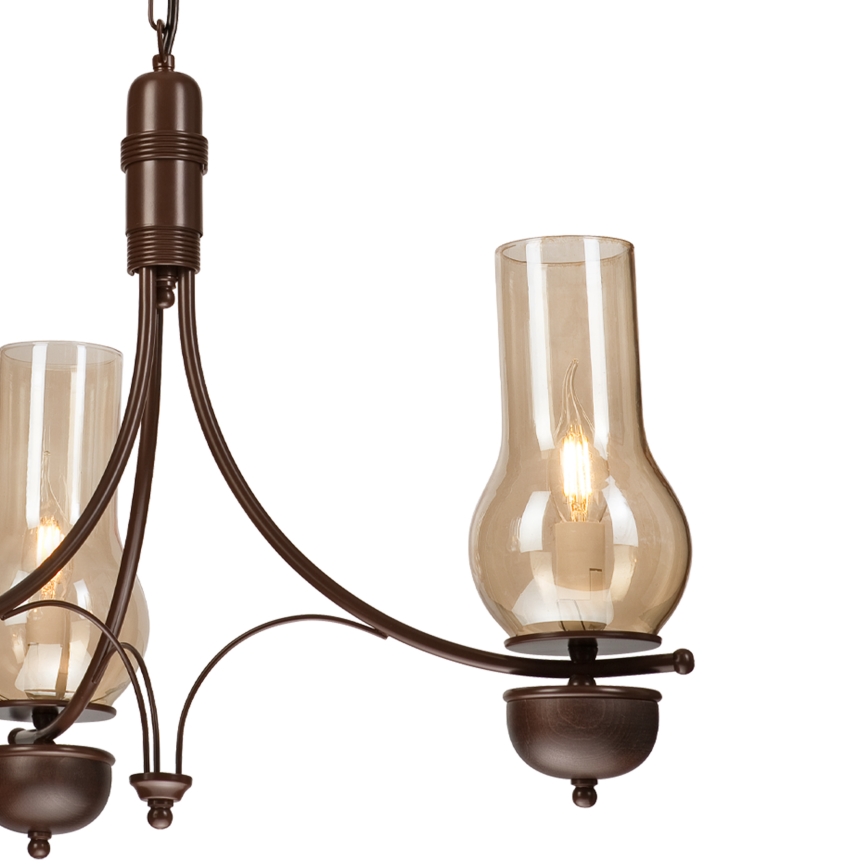 Brilagi - LED πολυέλαιος με αλυσίδα COTTAGE 3xE14/40W/230V οξιά/καφέ/καπνιστό μπεζ