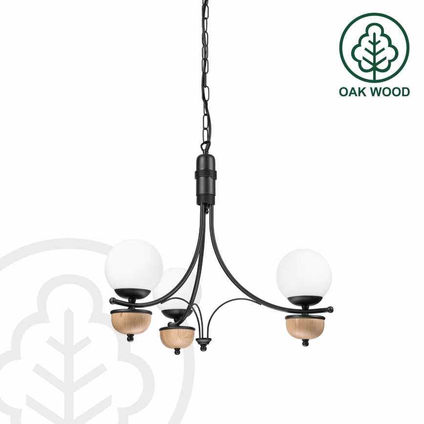 Brilagi - LED πολυέλαιος με αλυσίδα COTTAGE 3xG9/40W/230V απόχρωση δρυός/λευκό