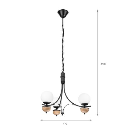 Brilagi - LED πολυέλαιος με αλυσίδα COTTAGE 3xG9/40W/230V απόχρωση δρυός/λευκό
