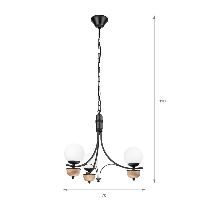Brilagi - LED πολυέλαιος με αλυσίδα COTTAGE 3xG9/40W/230V απόχρωση δρυός/λευκό