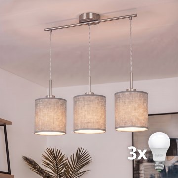 Brilagi - LED πολυέλαιος με καλώδιο ανάρτησης NUBILA 3xE27/60W/230V γκρι