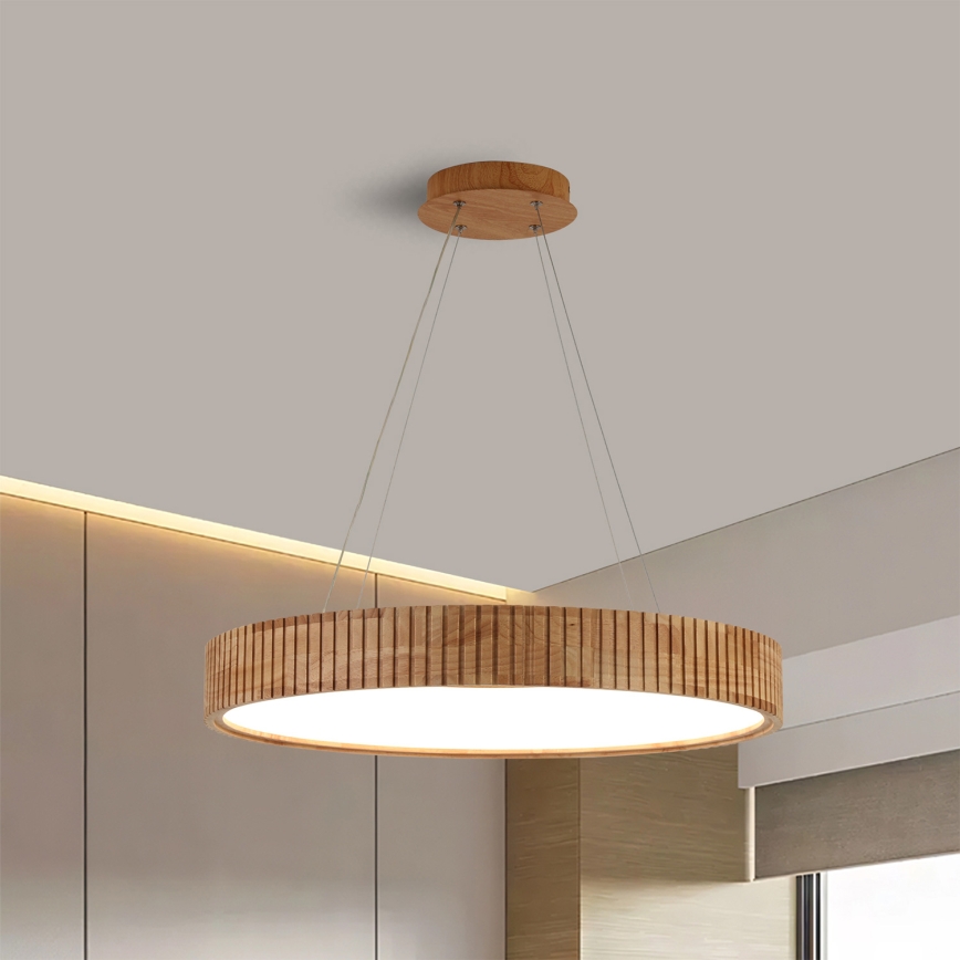 Brilagi - Κρεμαστό φωτιστικό σε καλώδιο FALCON WOOD MODERN LED/40W/230V 3000/4000/6000K διάμ. 60 εκ., ξύλινο