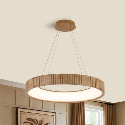 Brilagi - Κρεμαστό φωτιστικό σε καλώδιο FALCON WOOD MODERN LED/40W/230V 3000/4000/6000K διάμ. 60 εκ., ξύλινο