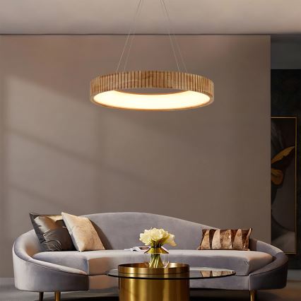 Brilagi - Κρεμαστό φωτιστικό σε καλώδιο FALCON WOOD MODERN LED/40W/230V 3000/4000/6000K διάμ. 60 εκ., ξύλινο