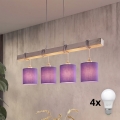Brilagi - LED πολυέλαιος με καλώδιο NUBILA 4xE27/60W/230V γκρι/μωβ