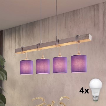 Brilagi - LED πολυέλαιος με καλώδιο NUBILA 4xE27/60W/230V γκρι/μωβ