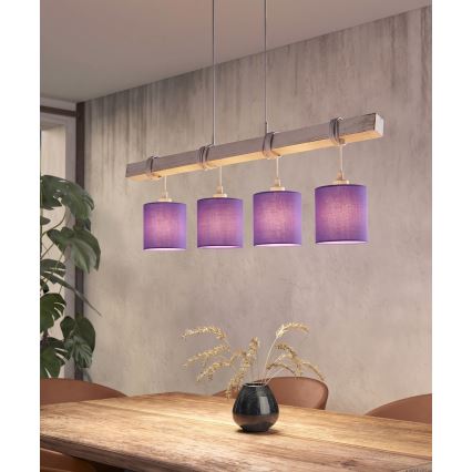 Brilagi - LED πολυέλαιος με καλώδιο NUBILA 4xE27/60W/230V γκρι/μωβ