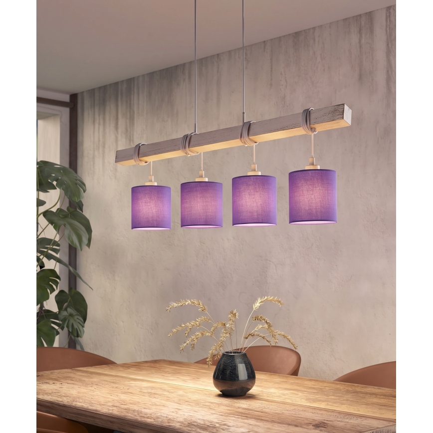 Brilagi - LED πολυέλαιος με καλώδιο NUBILA 4xE27/60W/230V γκρι/μωβ