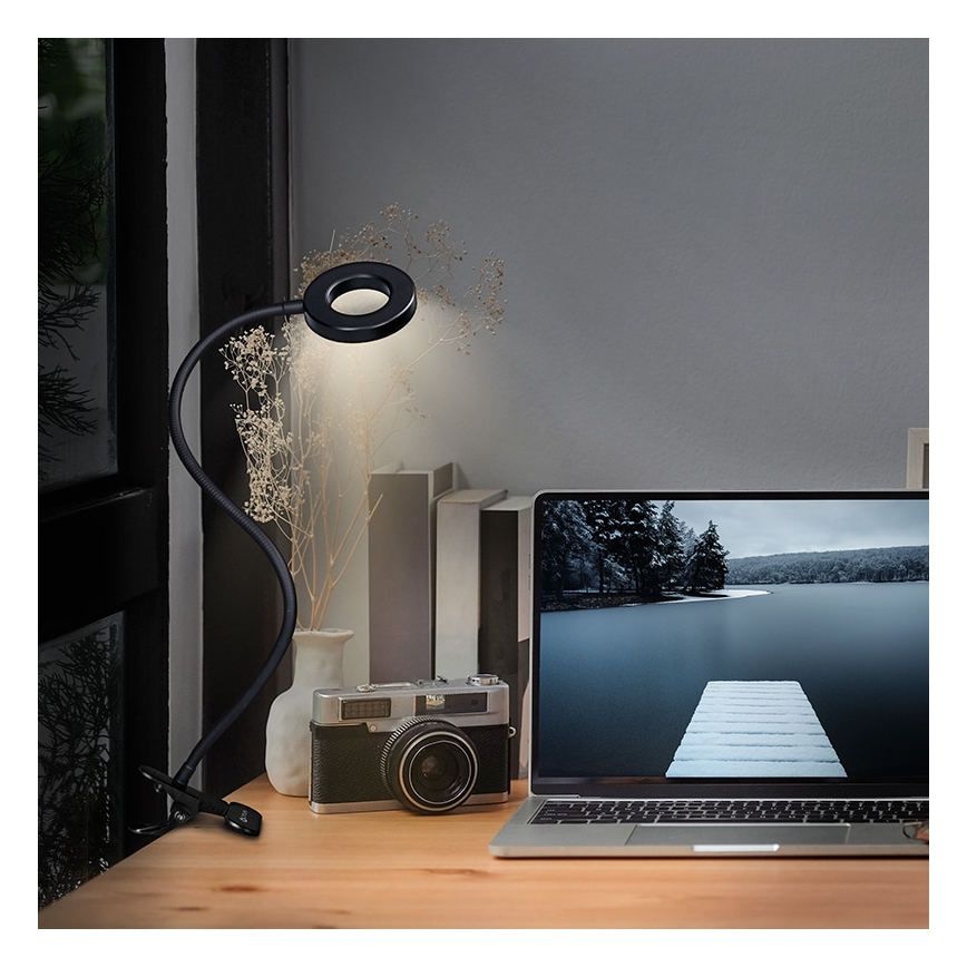 Brilagi -LED Ρυθμιζόμενη λάμπα LED με κλιπ ORBELA LED/8W/5V 3000/4000/5000K μαύρη