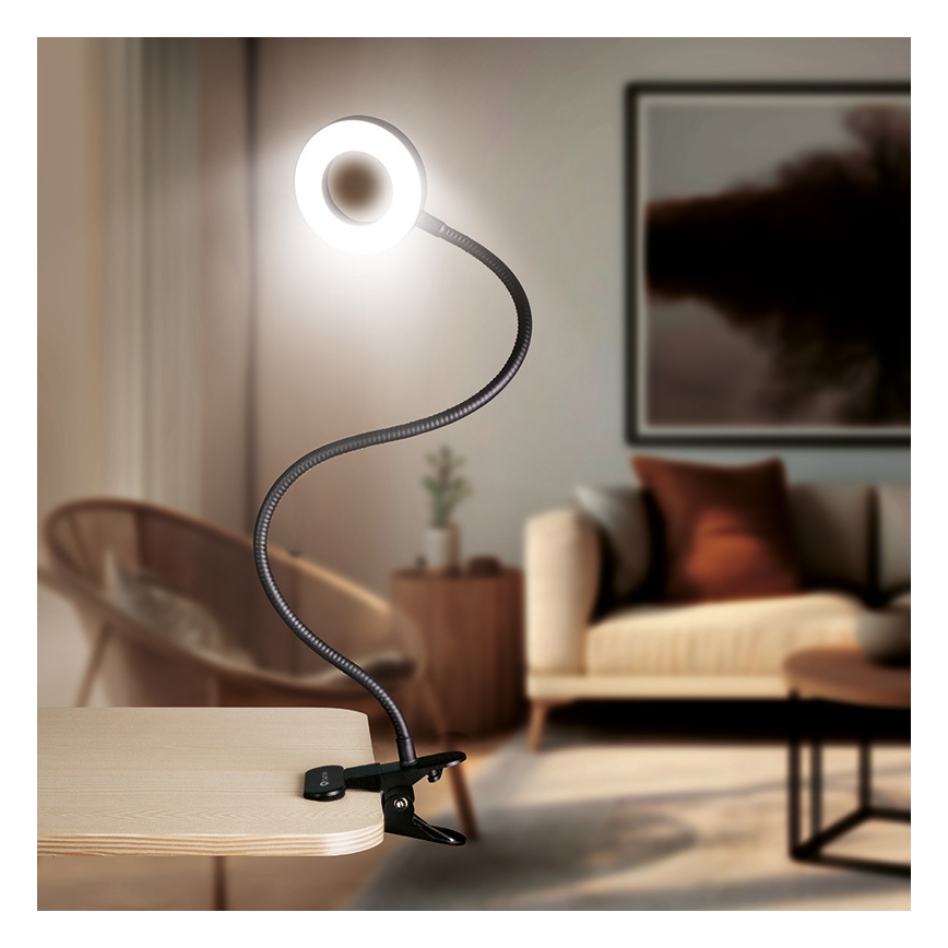 Brilagi -LED Ρυθμιζόμενη λάμπα LED με κλιπ ORBELA LED/8W/5V 3000/4000/5000K μαύρη