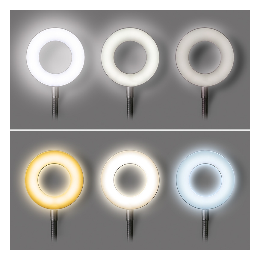 Brilagi -LED Ρυθμιζόμενη λάμπα LED με κλιπ ORBELA LED/8W/5V 3000/4000/5000K μαύρη