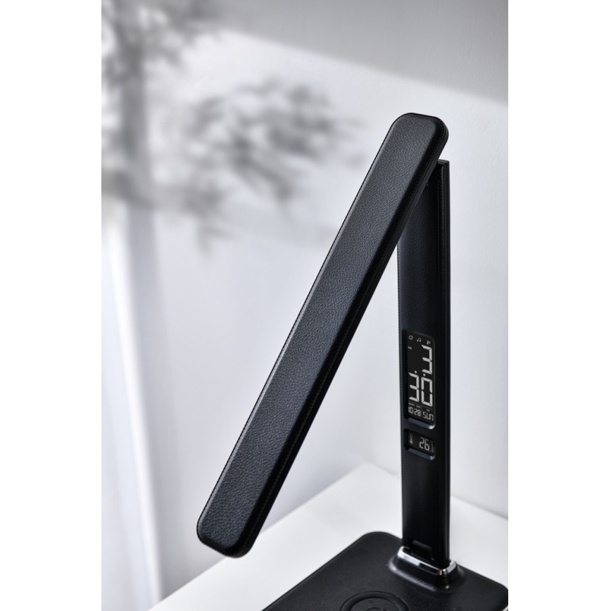 Brilagi - Ρυθμιζόμενο LED επιτραπέζιο φωτιστικό γραφείου με ασύρματη φόρτιση QI και θύρα USB REGINA LED/8,5W/230V μαύρο