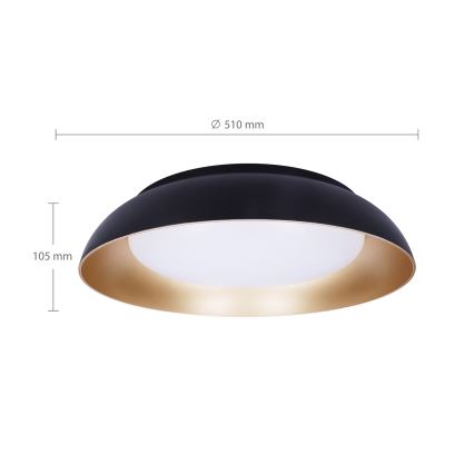 Brilagi - LED Ρυθμιζόμενο φωτιστικό οροφής ALVA LED/48W/230V 3000-6500K Ø 51 εκ. μαύρο + τηλεχειριστήριο