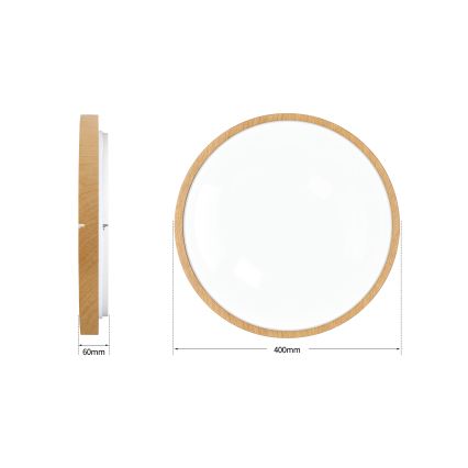 Brilagi - Ρυθμιζόμενο LED φωτιστικό οροφής GLASS POOL DOUBLE LED/48W/230V 3000-6000K 40 cm με ξύλινο φινίρισμα + τηλεχειριστήριο