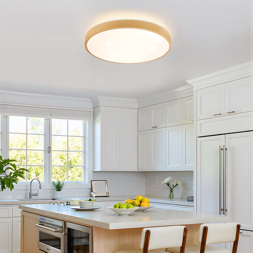 Brilagi - Ρυθμιζόμενο LED φωτιστικό οροφής GLASS POOL DOUBLE LED/60W/230V 3000-6000K 50 cm ξύλινη διακόσμηση + τηλεχειριστήριο