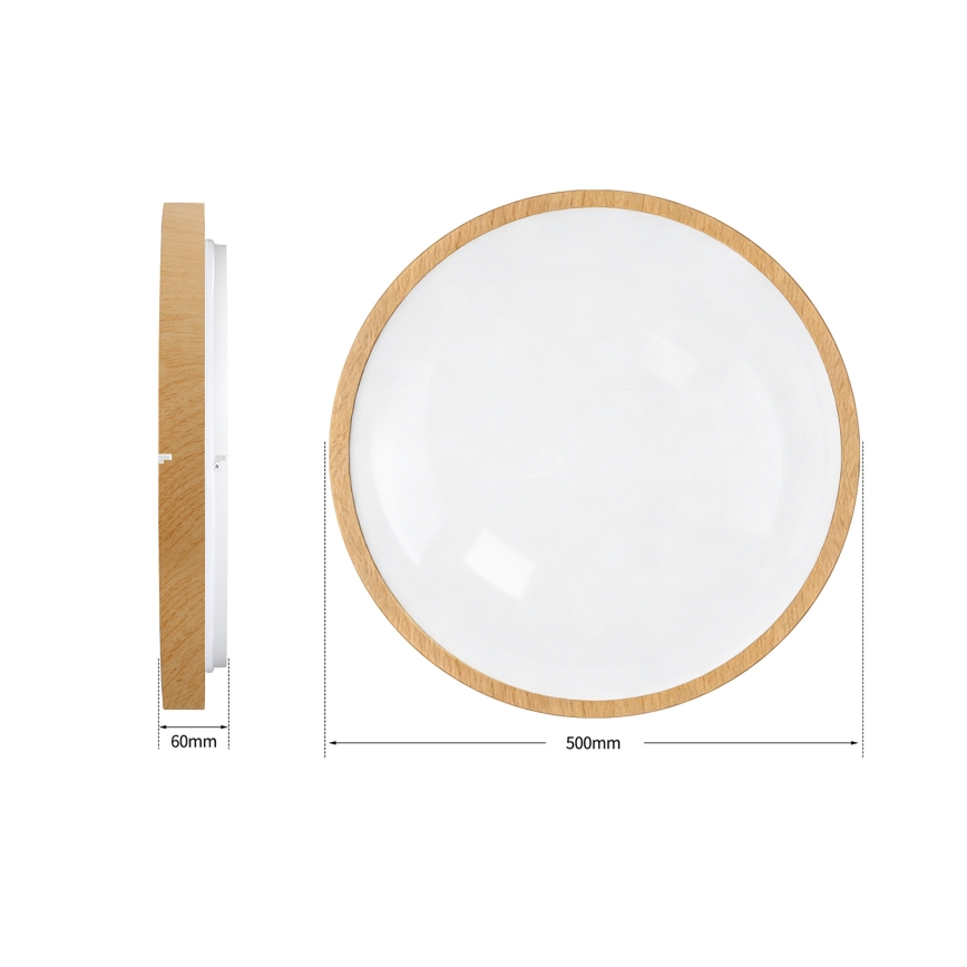 Brilagi - Ρυθμιζόμενο LED φωτιστικό οροφής GLASS POOL DOUBLE LED/60W/230V 3000-6000K 50 cm ξύλινη διακόσμηση + τηλεχειριστήριο