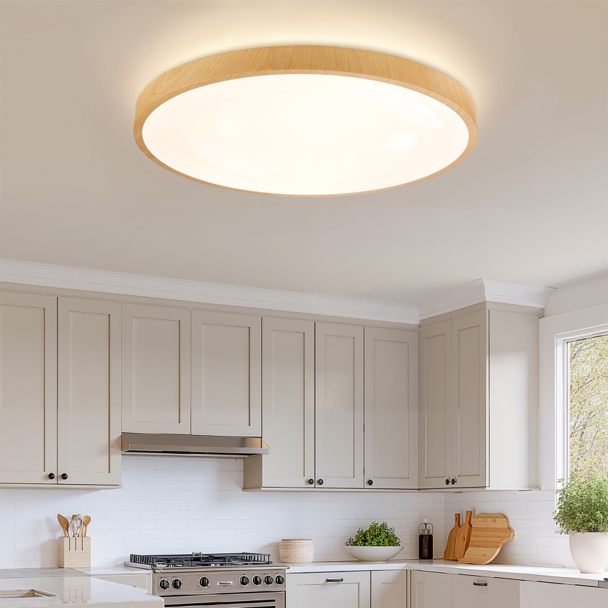 Brilagi - Ρυθμιζόμενο φωτιστικό οροφής LED GLASS POOL DOUBLE LED/80W/230V 3000-6000K 60 cm απομίμηση ξύλου + τηλεχειριστήριο