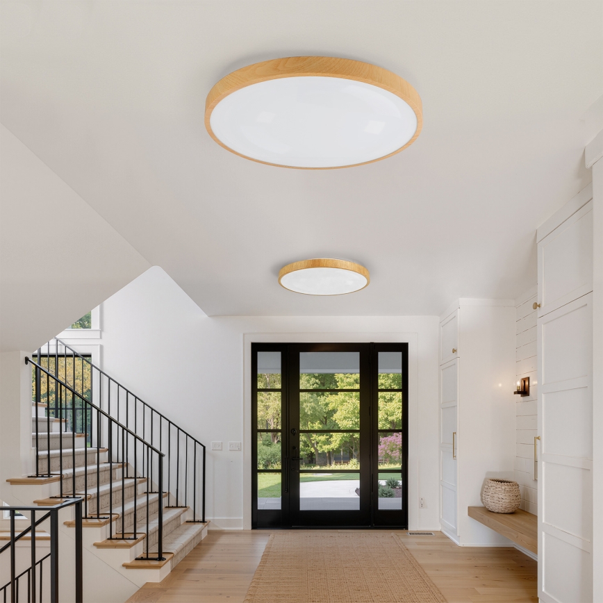 Brilagi - Ρυθμιζόμενο φωτιστικό οροφής LED GLASS POOL DOUBLE LED/80W/230V 3000-6000K 60 cm απομίμηση ξύλου + τηλεχειριστήριο