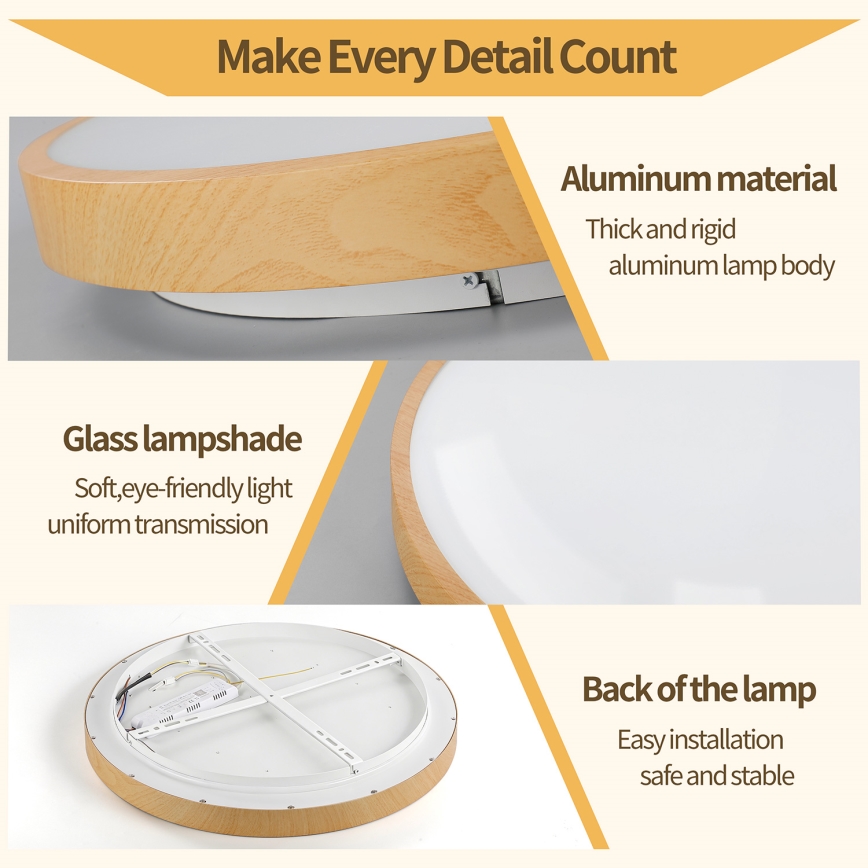 Brilagi - Ρυθμιζόμενο φωτιστικό οροφής LED GLASS POOL DOUBLE LED/80W/230V 3000-6000K 60 cm απομίμηση ξύλου + τηλεχειριστήριο