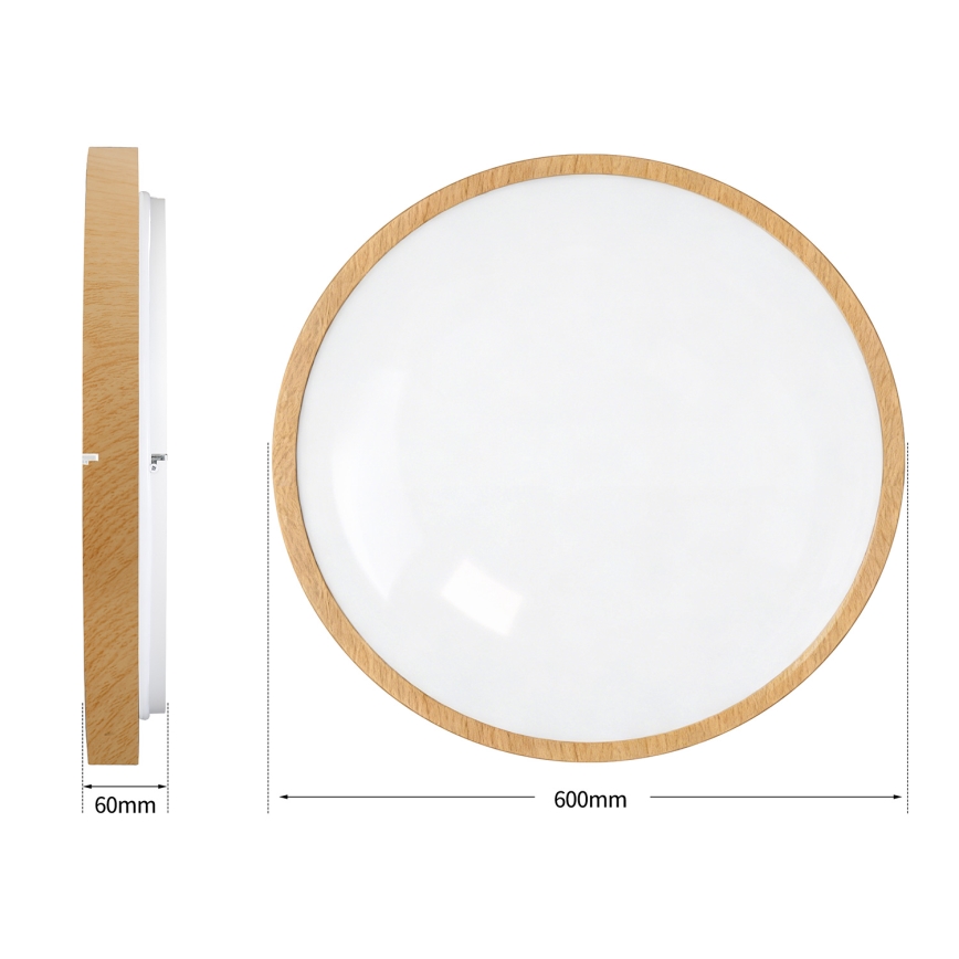 Brilagi - Ρυθμιζόμενο φωτιστικό οροφής LED GLASS POOL DOUBLE LED/80W/230V 3000-6000K 60 cm απομίμηση ξύλου + τηλεχειριστήριο