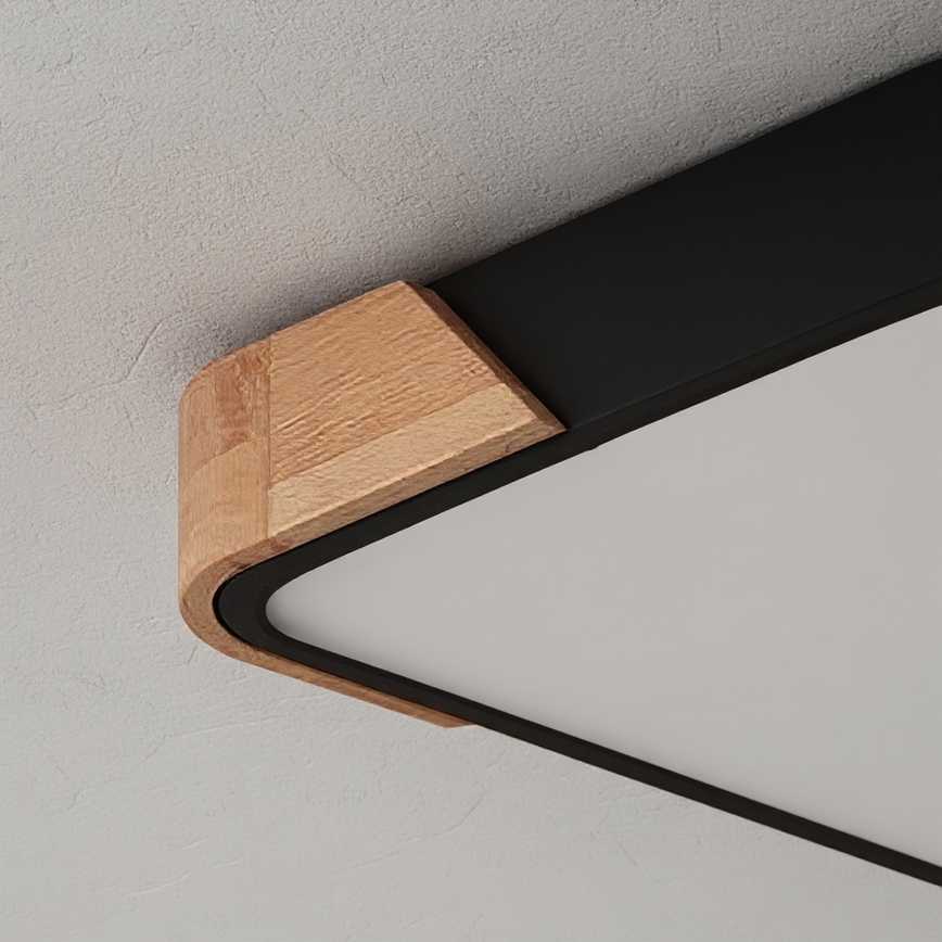 Brilagi - LED Ρυθμιζόμενο φωτιστικό οροφής PILANA LED/48W/230V 3000-6500K δρυς/μαύρο 42x42 cm + τηλεχειριστήριο