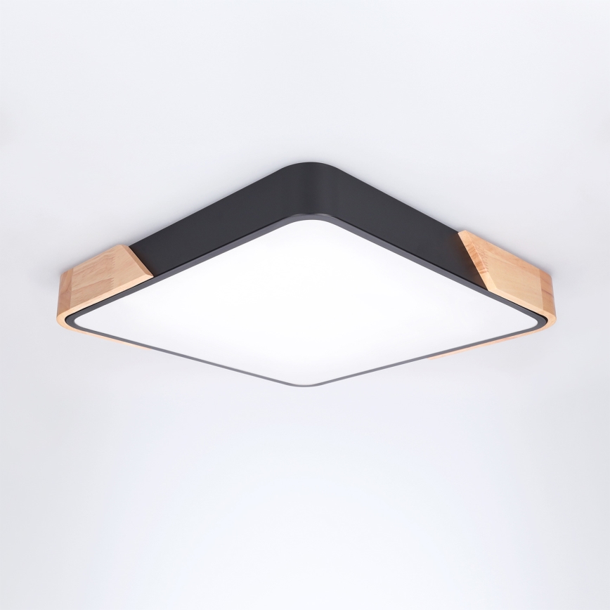 Brilagi - LED Ρυθμιζόμενο φωτιστικό οροφής PILANA LED/48W/230V 3000-6500K δρυς/μαύρο 42x42 cm + τηλεχειριστήριο