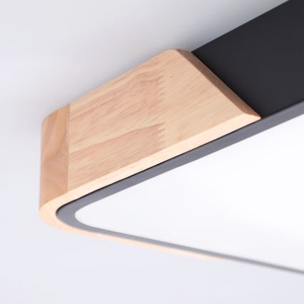 Brilagi - LED Ρυθμιζόμενο φωτιστικό οροφής PILANA LED/48W/230V 3000-6500K δρυς/μαύρο 42x42 cm + τηλεχειριστήριο