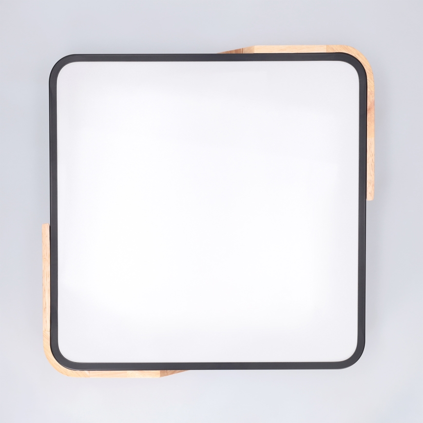 Brilagi - LED Ρυθμιζόμενο φωτιστικό οροφής PILANA LED/48W/230V 3000-6500K δρυς/μαύρο 42x42 cm + τηλεχειριστήριο