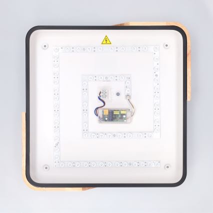 Brilagi - LED Ρυθμιζόμενο φωτιστικό οροφής PILANA LED/48W/230V 3000-6500K δρυς/μαύρο 42x42 cm + τηλεχειριστήριο