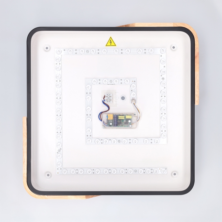 Brilagi - LED Ρυθμιζόμενο φωτιστικό οροφής PILANA LED/48W/230V 3000-6500K δρυς/μαύρο 42x42 cm + τηλεχειριστήριο