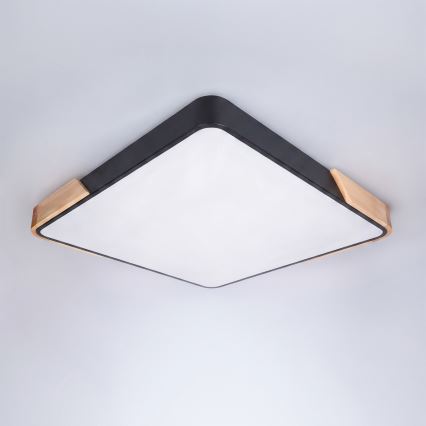 Brilagi - Ρυθμιζόμενο LED φωτιστικό οροφής PILANA LED/48W/230V 3000-6500K δρυς/μαύρο 56x56 cm + τηλεχειριστήριο