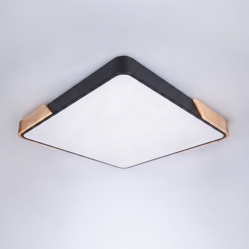 Brilagi - Ρυθμιζόμενο LED φωτιστικό οροφής PILANA LED/48W/230V 3000-6500K δρυς/μαύρο 56x56 cm + τηλεχειριστήριο
