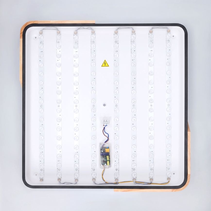 Brilagi - Ρυθμιζόμενο LED φωτιστικό οροφής PILANA LED/48W/230V 3000-6500K δρυς/μαύρο 56x56 cm + τηλεχειριστήριο