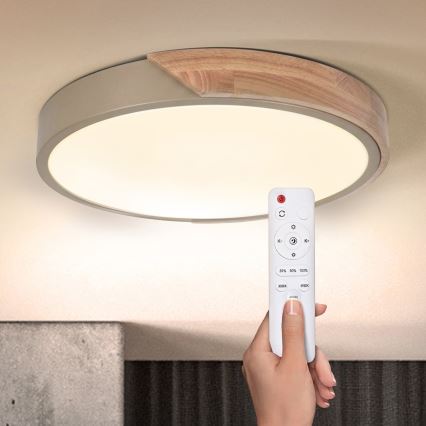 BRILAGI - Ρυθμιζόμενο LED φωτιστικό οροφής PILANA LED/48W/230V 3000-6500K δρυς/μπεζ διάμ. 40 εκ. + τηλεχειριστήριο