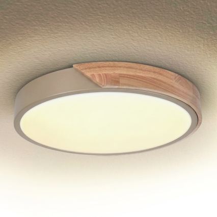 BRILAGI - Ρυθμιζόμενο LED φωτιστικό οροφής PILANA LED/48W/230V 3000-6500K δρυς/μπεζ διάμ. 40 εκ. + τηλεχειριστήριο
