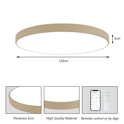 Brilagi - Ρυθμιζόμενο φωτιστικό οροφής LED POOL SMART LED/180W/230V 3000-6000K 120 cm μπεζ Wi-Fi Tuya + τηλεχειριστήριο