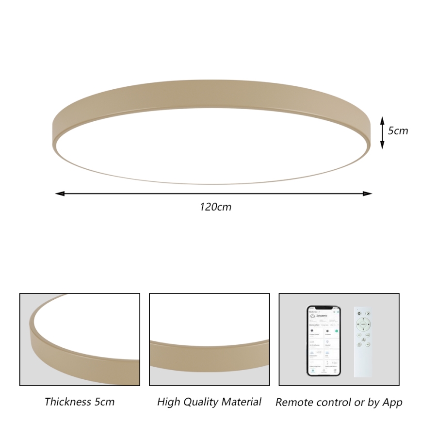 Brilagi - Ρυθμιζόμενο φωτιστικό οροφής LED POOL SMART LED/180W/230V 3000-6000K 120 cm μπεζ Wi-Fi Tuya + τηλεχειριστήριο