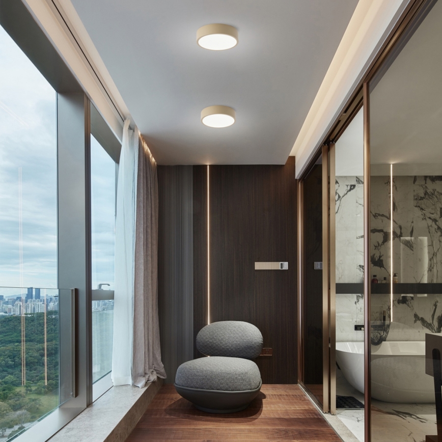 Brilagi - LED ρυθμιζόμενο φωτιστικό οροφής POOL LED/18W/230V 3000-6000K 20 cm μπεζ + τηλεχειριστήριο