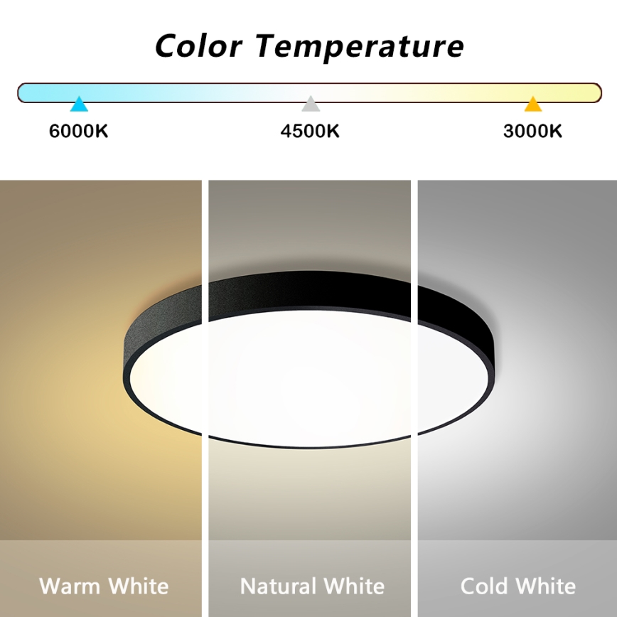 Brilagi - Ρυθμιζόμενο LED φωτιστικό οροφής POOL LED/60W/230V 3000-6000K Ø 60 cm μαύρο + τηλεχειριστήριο