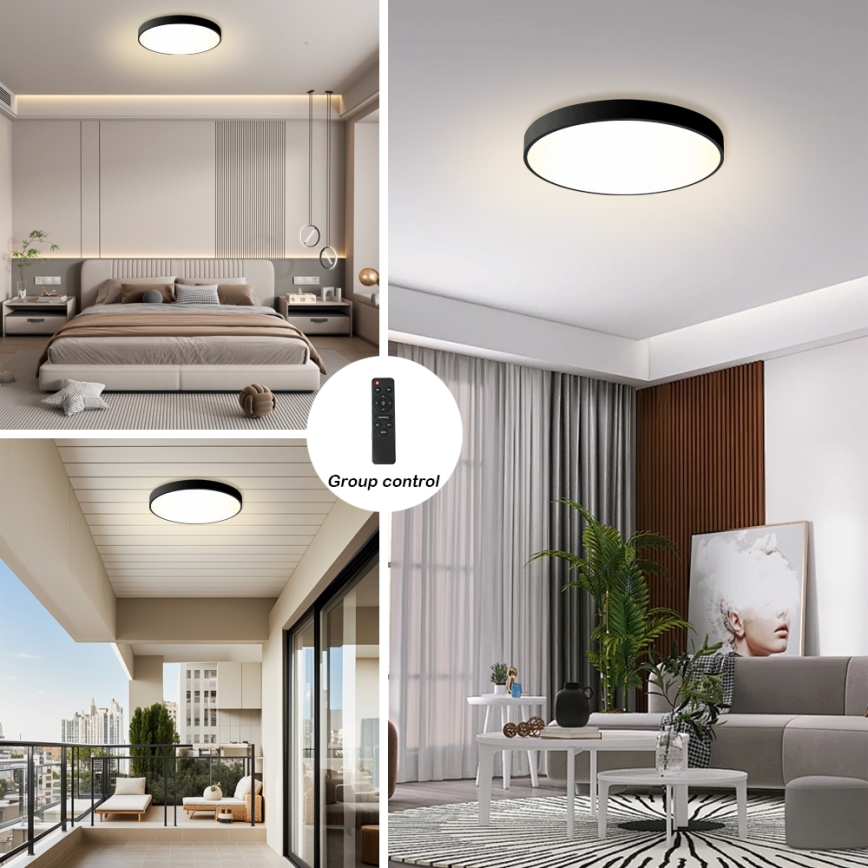 Brilagi - Ρυθμιζόμενο LED φωτιστικό οροφής POOL LED/60W/230V 3000-6000K Ø 60 cm μαύρο + τηλεχειριστήριο